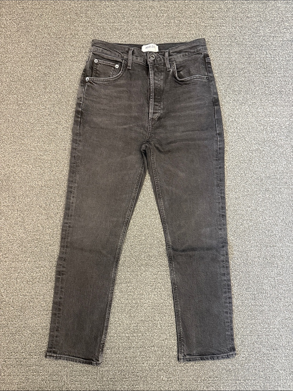 AGOLDE Riley Crop Jeans in Faded Black Wash